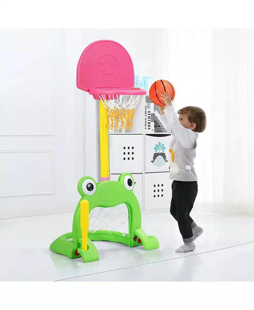 Costway 3-in-1 Kids Basketball Hoop Set Adjustable Sports Activity Center w/Balls 6