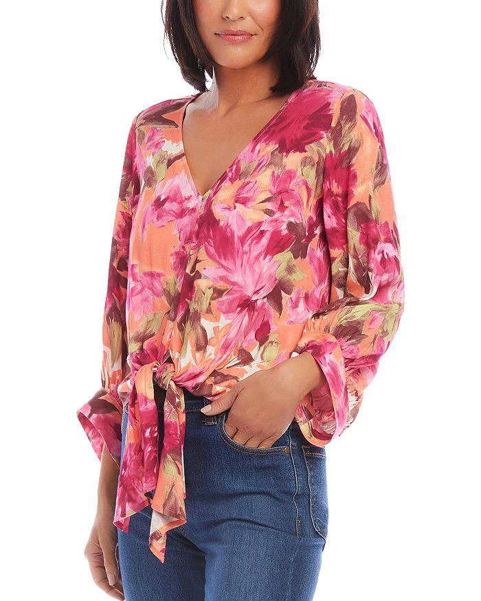 Karen Kane Blouson Sleeve Tie Front Top 3
