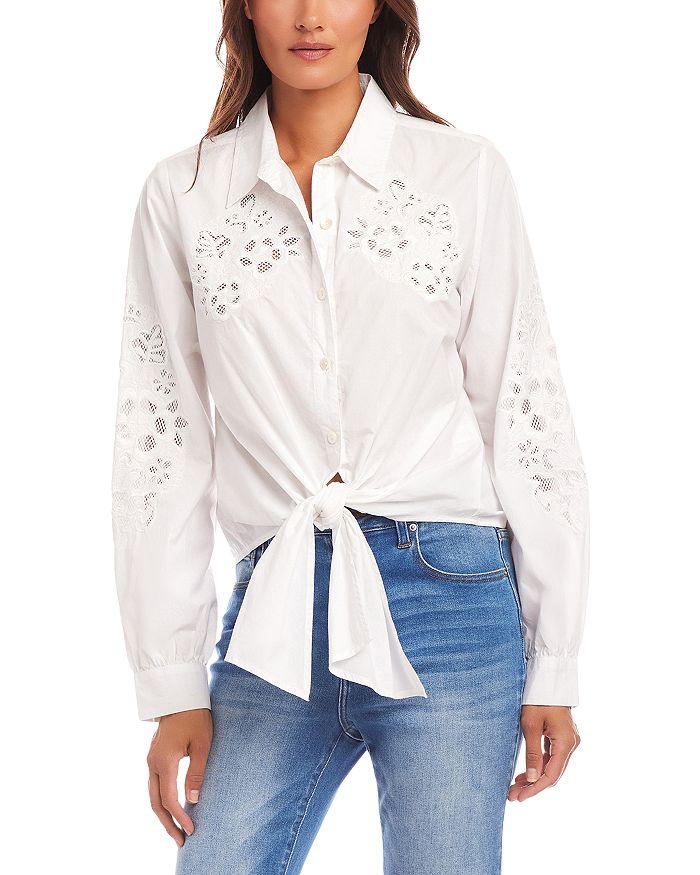 Karen Kane Embroidered Tie Front Shirt