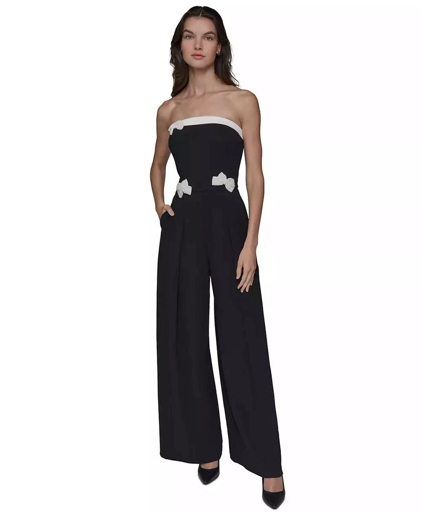 Shop Women's Beaded-Bow Strapless Jumpsuit on Sale at BeyondStyle