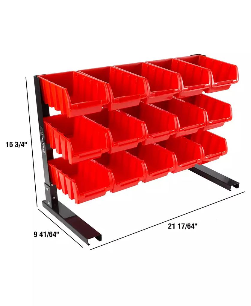 Trademark Global 15 Bin Storage Rack organizer - Durable Carbon Steel with Stackable Plastic Drawers by Stalwart