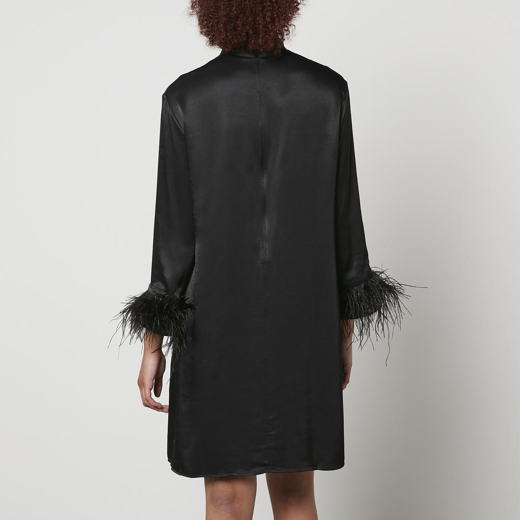 Sleeper Sleeper Party Shirt Feather-Trimmed Satin Dress