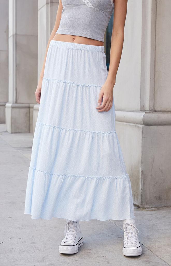 John Galt White Floral Izzy Tiered Maxi Skirt - Dresses