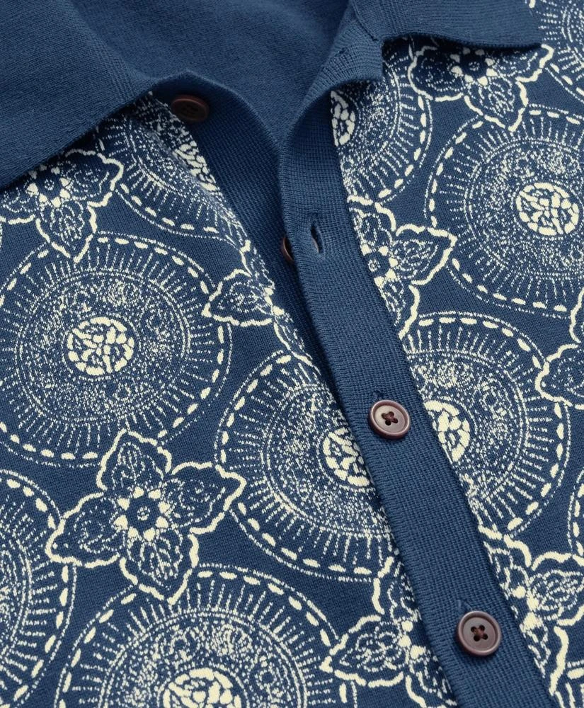 Brooks Brothers Cotton Polo Cardigan In Batik-Inspired Block Print 7