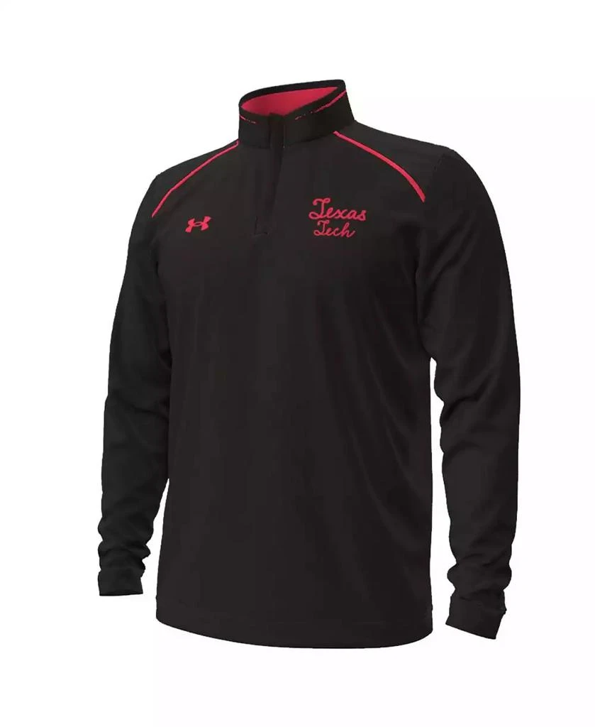 Under Armour Men's Black Texas Tech Red Raiders Throwback Cursive Quarter-Zip Pullover Sweatshirt 3