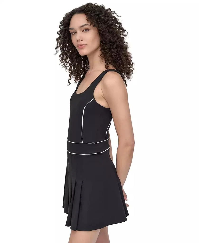 DKNY Women's Contrast-Piping Pleated Sleeveless Dress 3