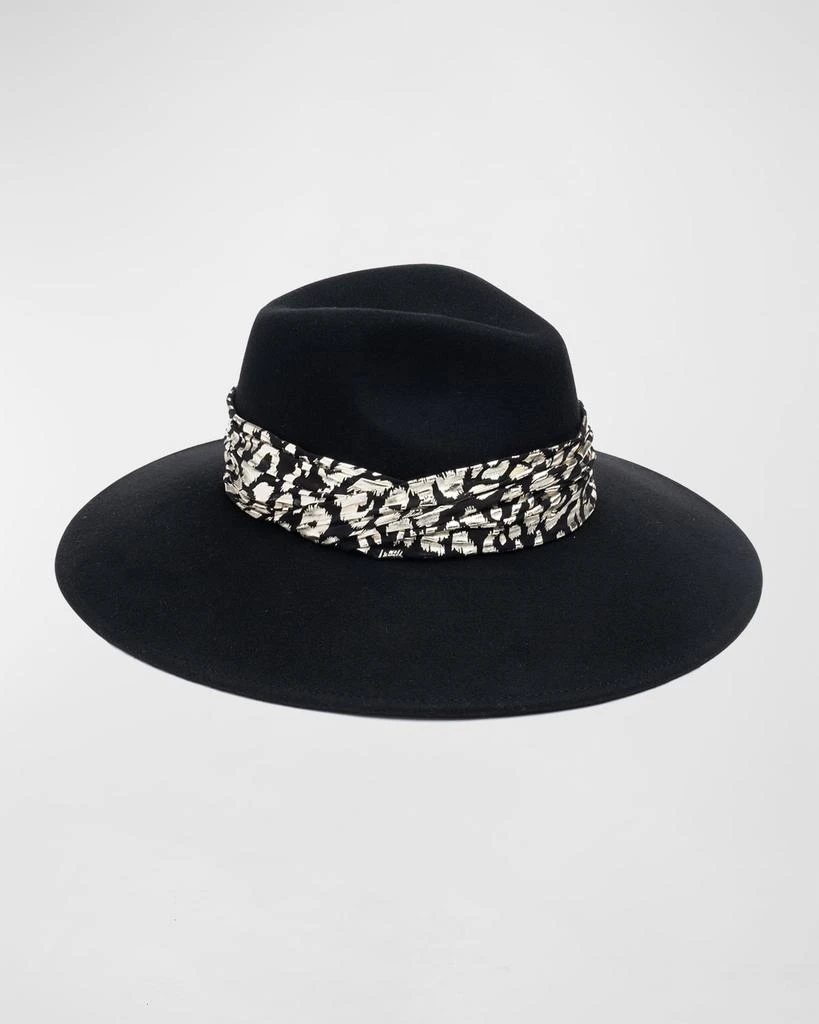 Eugenia Kim Emmanuelle Wool Fedora Hat w/ Metallic Leopard-Print Band 1