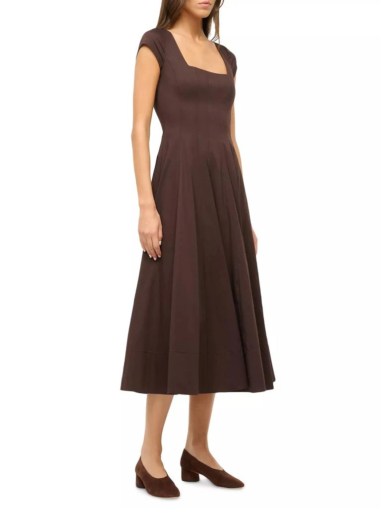 Staud Wells Stretch-Cotton Fit & Flare Midi-Dress 3