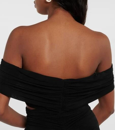 Magda Butrym Floral off-shoulder ruched crop top 5