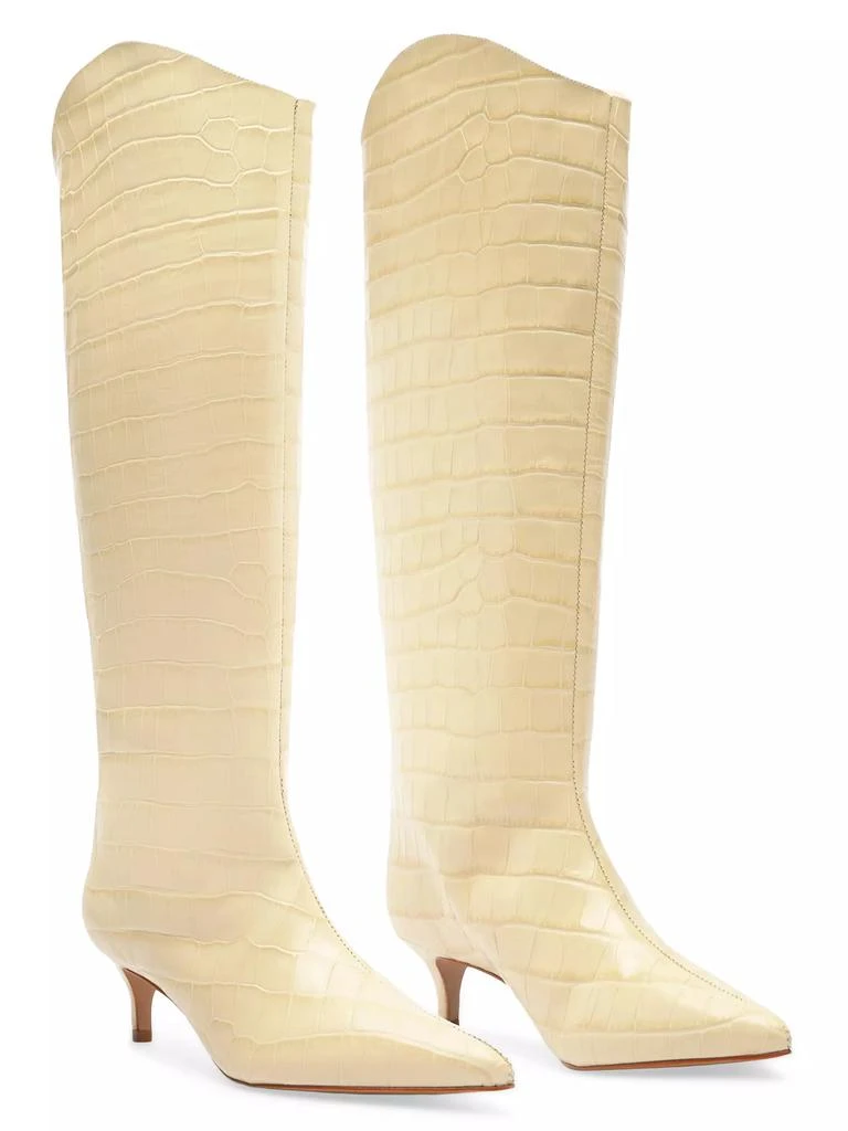 Schutz Maryana 50MM Crocodile-Embossed Leather Wide-Calf Boots 9
