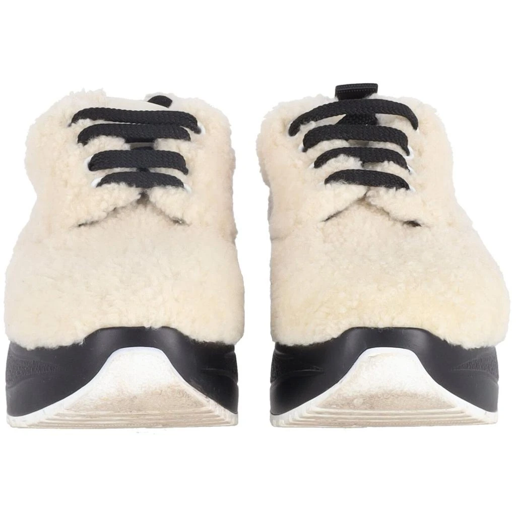 Celine Delivery Shearling Platform Sneakers in Cream Wool 2