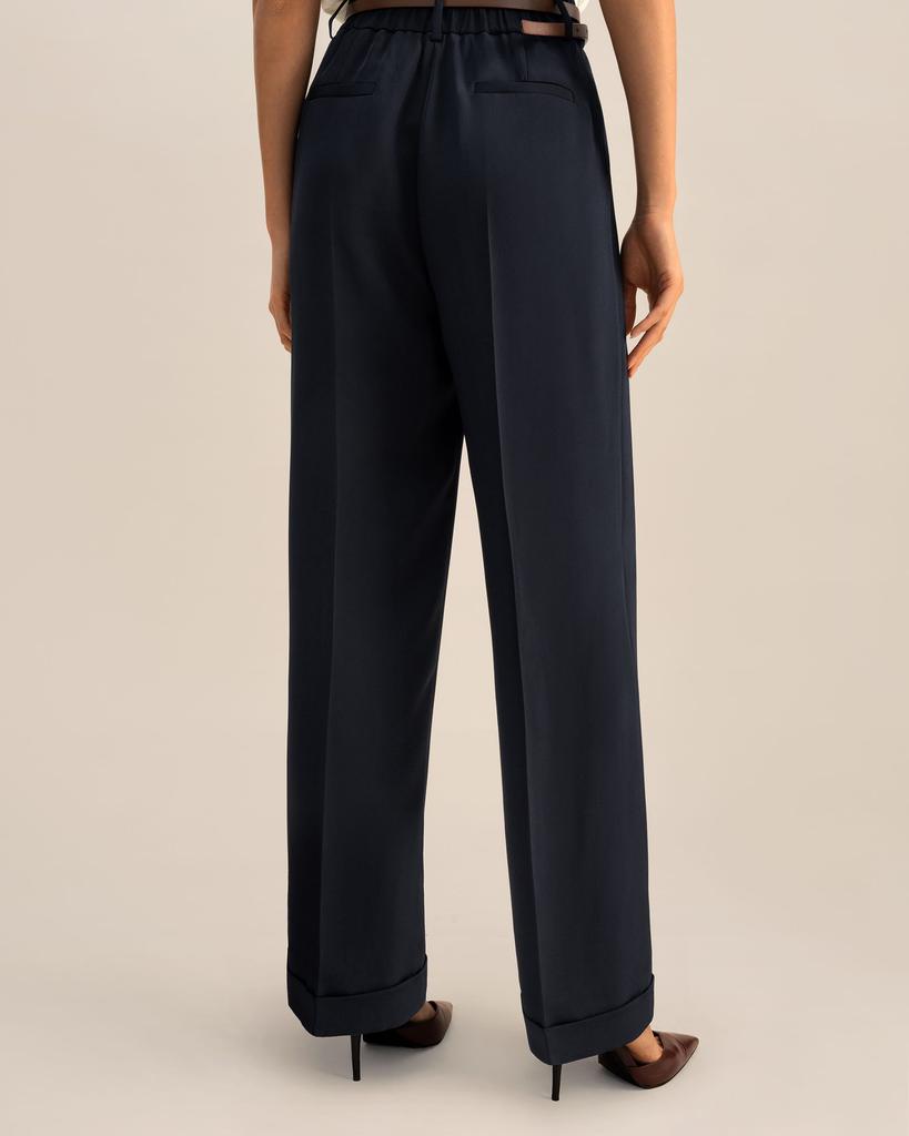 LILYSILK Timeless Pleated Wide-Leg Dense Silk Trousers