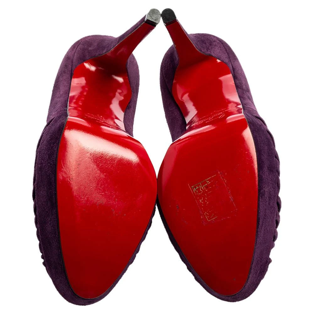 Christian Louboutin Christian Louboutin Purple Suede Knotted Greissimo Peep-Toe Platform Pumps Size 37 6