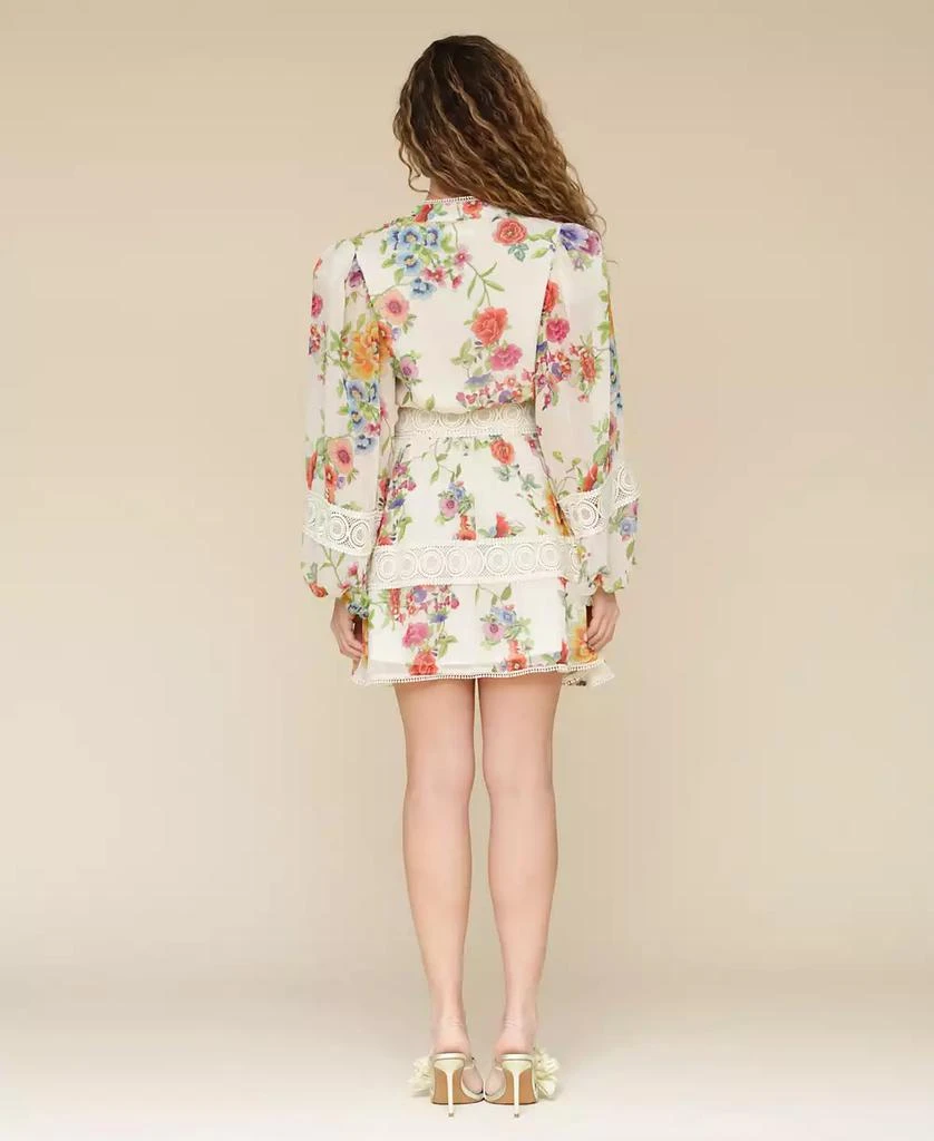 Avec Les Filles Women's Floral Lace-Trim Chiffon Dress 5