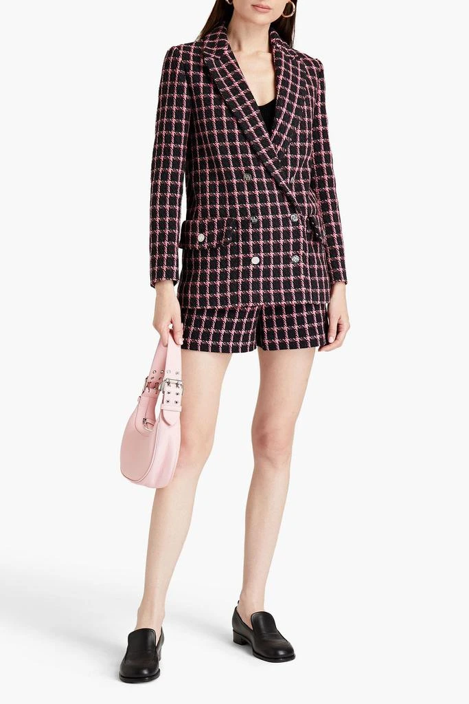 MAJE Double-breasted checked tweed blazer 2