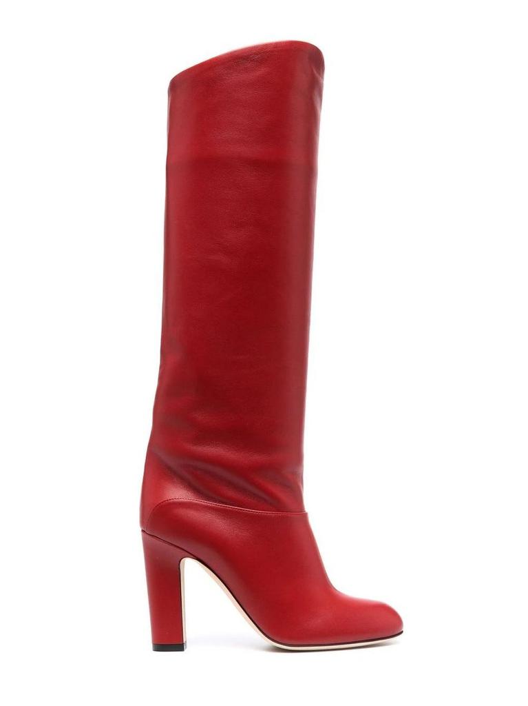 NA Red knee-length leather boots