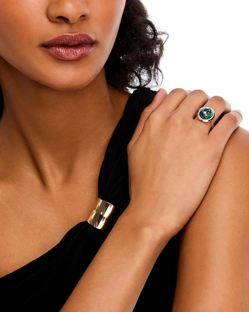 Bloomingdale
s Fine Collection Azurite
Diamond Halo Ring in 14K Yellow Gold 2