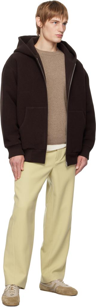 AURALEE Brown Double Cloth Heavy Pile Zip Hoodie - Hoodies