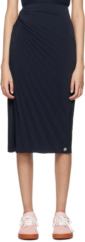 Kenzo Navy Sun-Ray Pleats Midi Skirt 1
