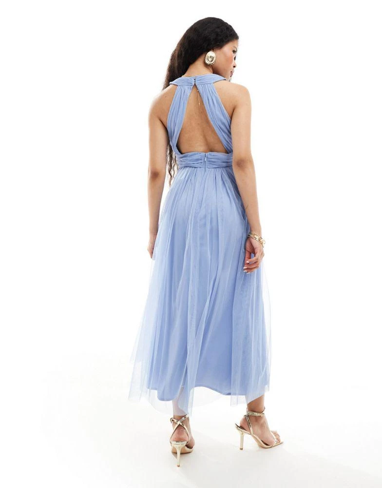 Anaya Petite Anaya Petite wrap front open back midaxi dress in soft blue 3