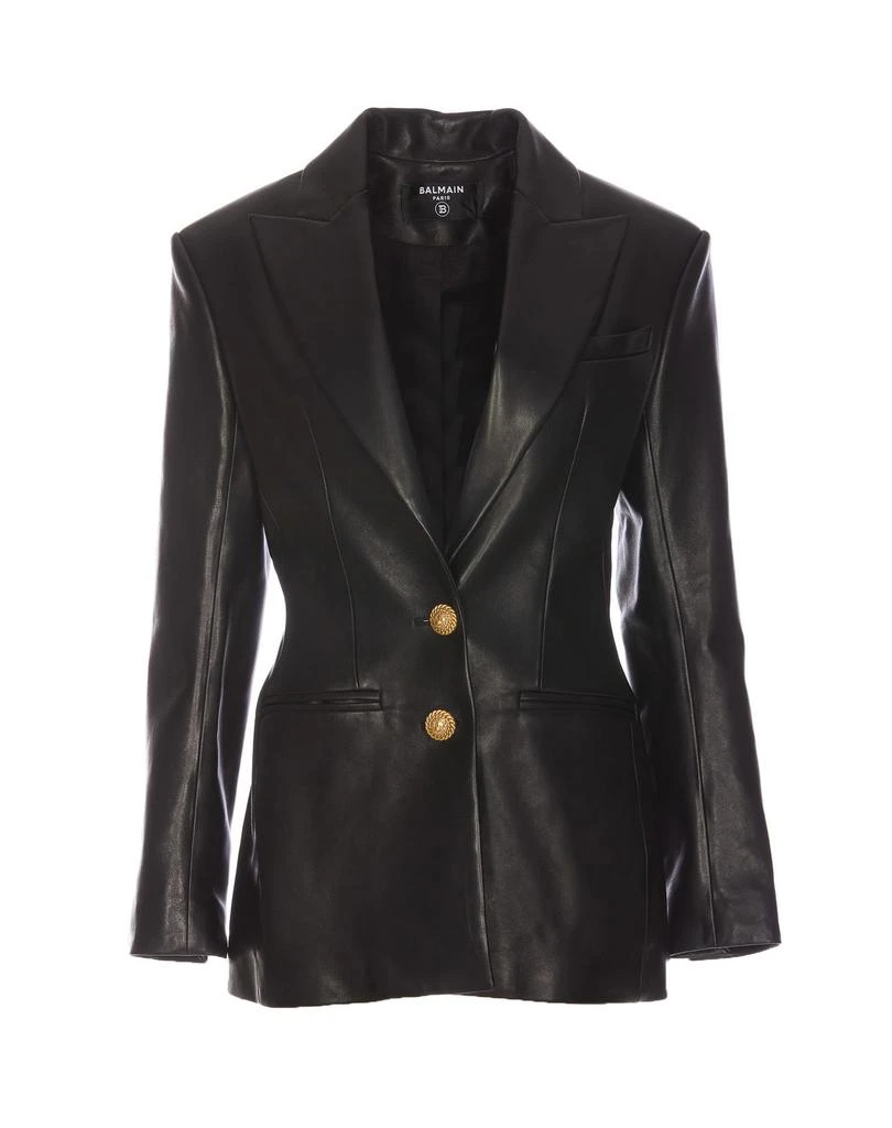 Balmain Balmain Single-Breasted Leather Jacket 1