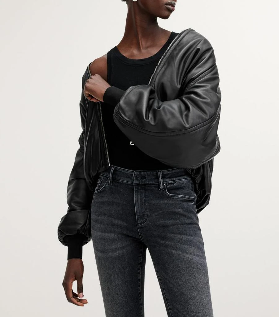 ALL SAINTS Leather Rowan Bomber Jacket 6