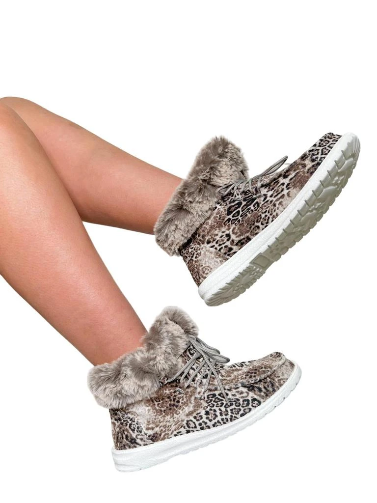Gypsy Jazz Women's Fancy Leopard Faux Fur Lined High Top Shoes In Black/white 3