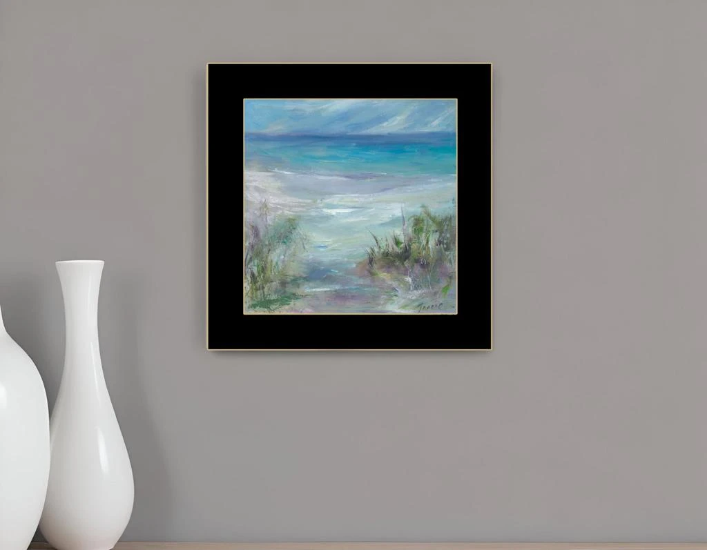 Hivvago Blue Horizons Ocean View Black Framed Print Wall Art