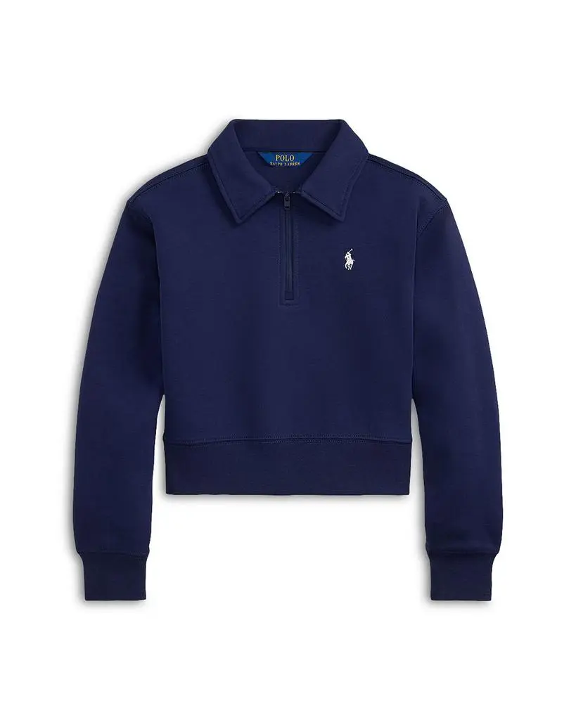 Ralph Lauren Girls' Double Knit Collared Boxy Sweatshirt - Big Kid