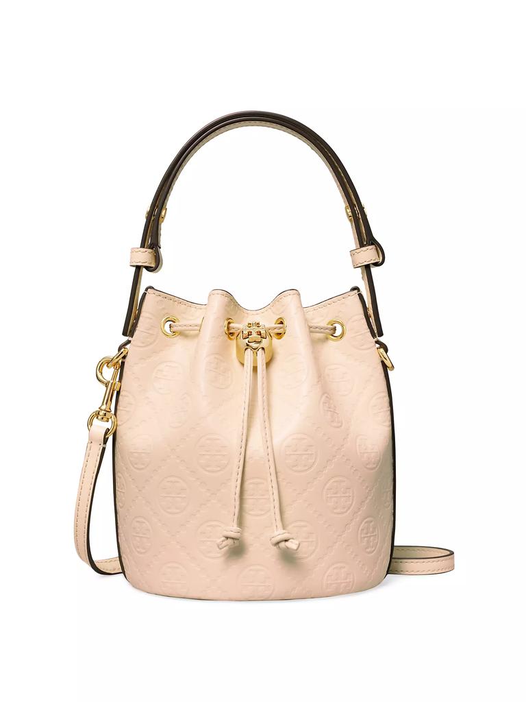 Tory Burch Mini T Monogram Leather Bucket Bag