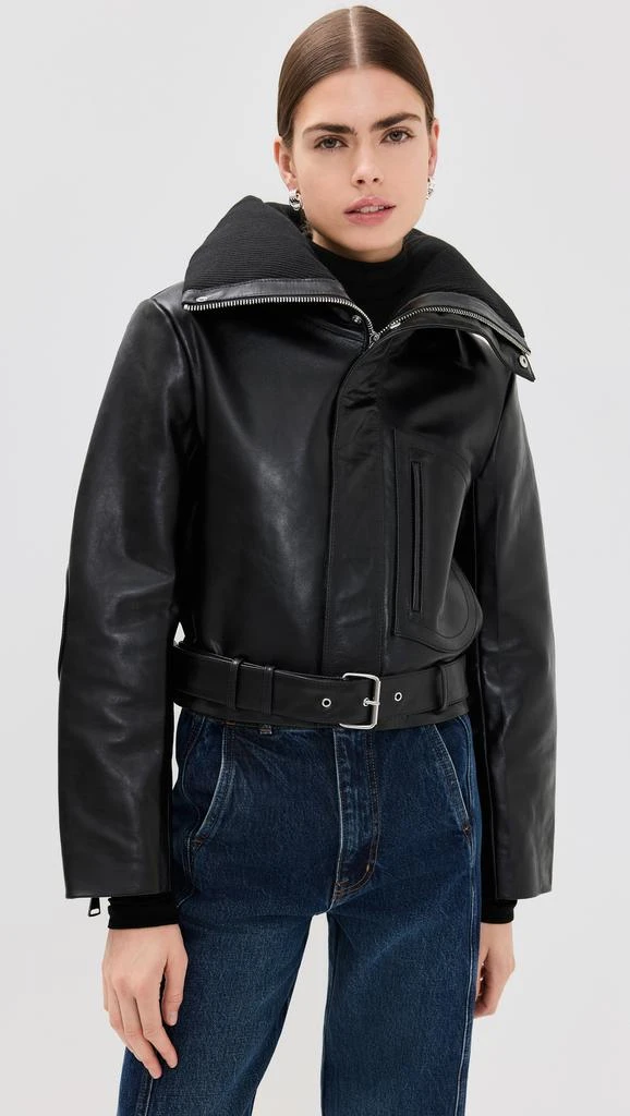 Victoria Beckham Cropped Leather Biker Jacket 2