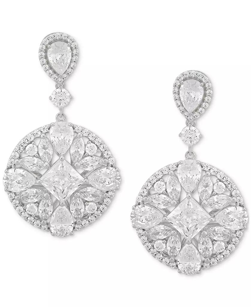 Arabella Cubic Zirconia Mixed Cut Circle Cluster Drop Earrings in Sterling Silver