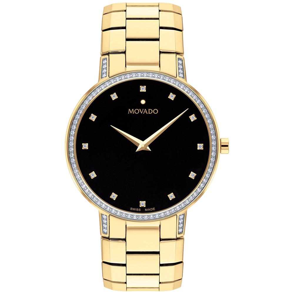 Movado Faceto Men's Swiss Diamond (3/8 ct. t.w.) Gold-Tone PVD Bracelet Watch 39mm