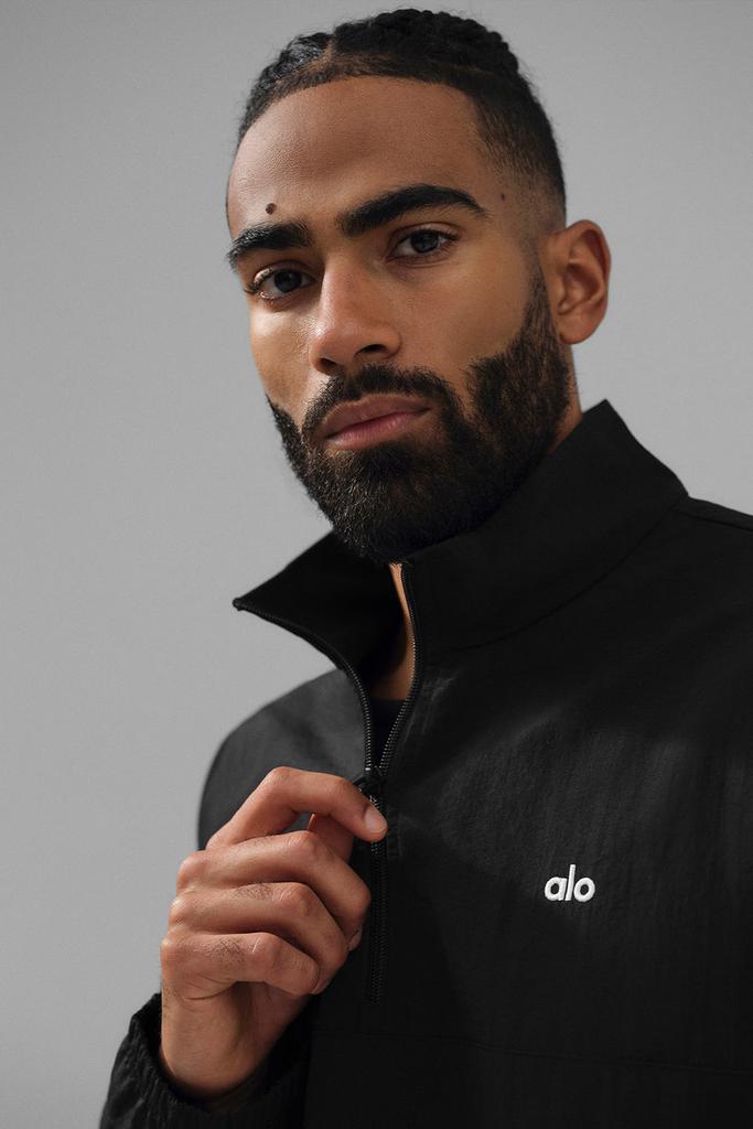 Alo Lightweight Takeaway Track Pullover - Black - Joggers - Free