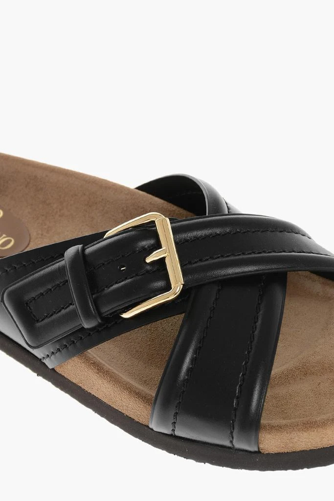 Valentino Valentino Leather Criss Cross Sliders with Rubber Sole 4