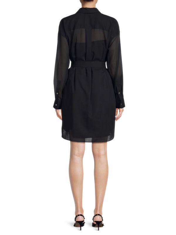 Theory Belted Wool Blend Shirt Dress