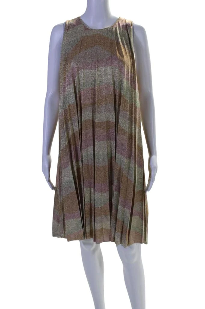 Dior Womens Striped Accordion Pleat Dress Multi Colored 1