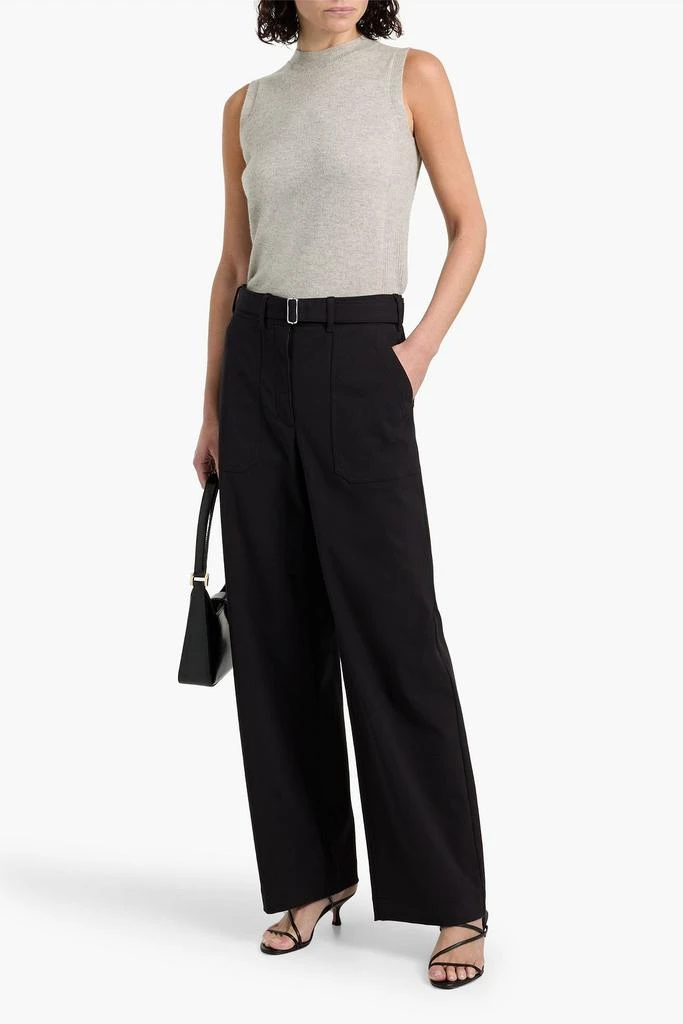 Theory Belted cotton-blend twill wide-leg pants 2