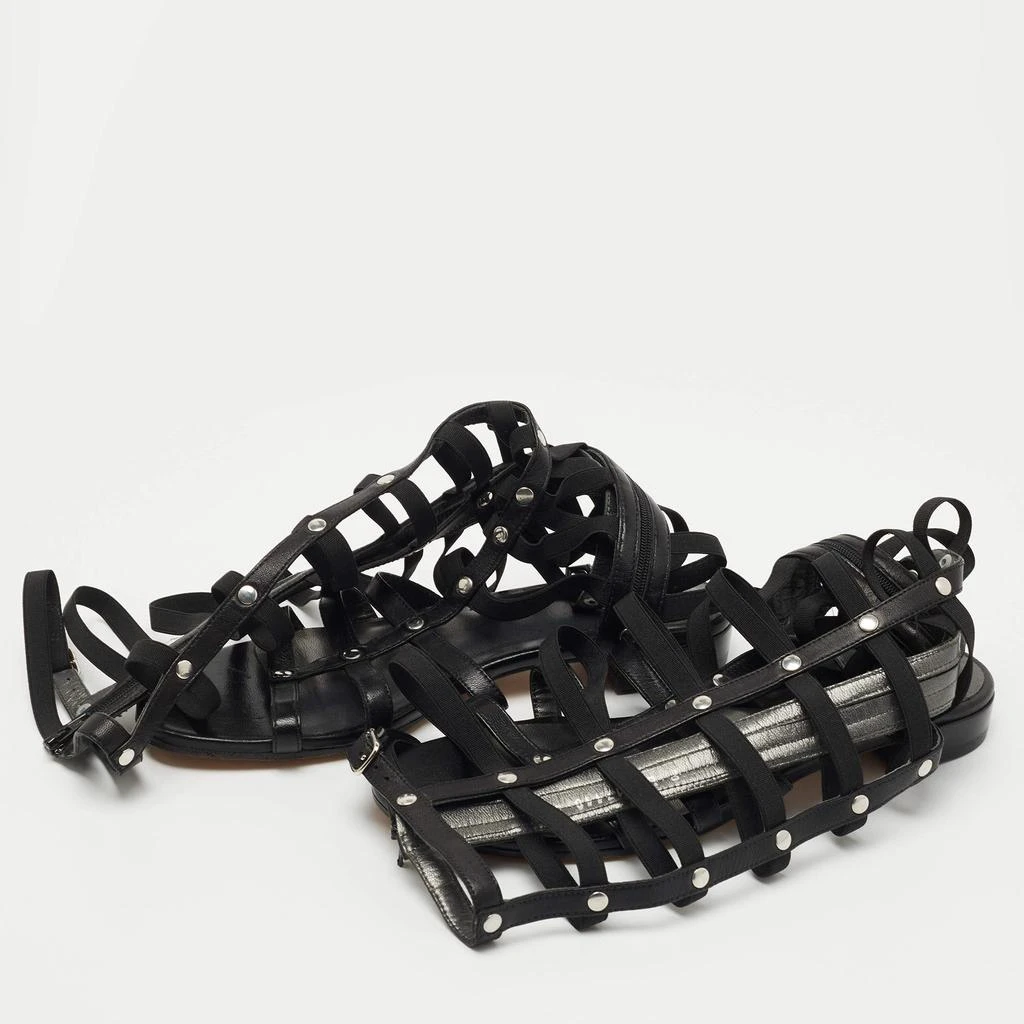 Stuart Weitzman Stuart Weitzman Black Leather Aphrodite Gladiator Flat Sandals Size 38.5  2