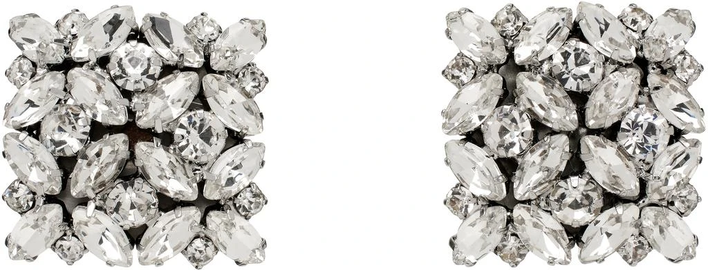 Vetements Silver Fancy Button Clip Earrings 1