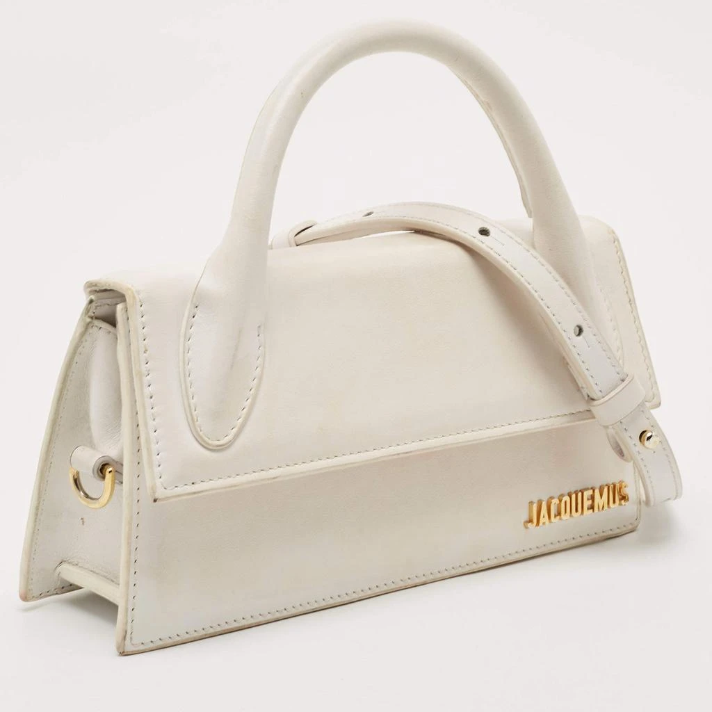Jacquemus Jacquemus White Leather Long Le Chiquito Top Handle Bag 3