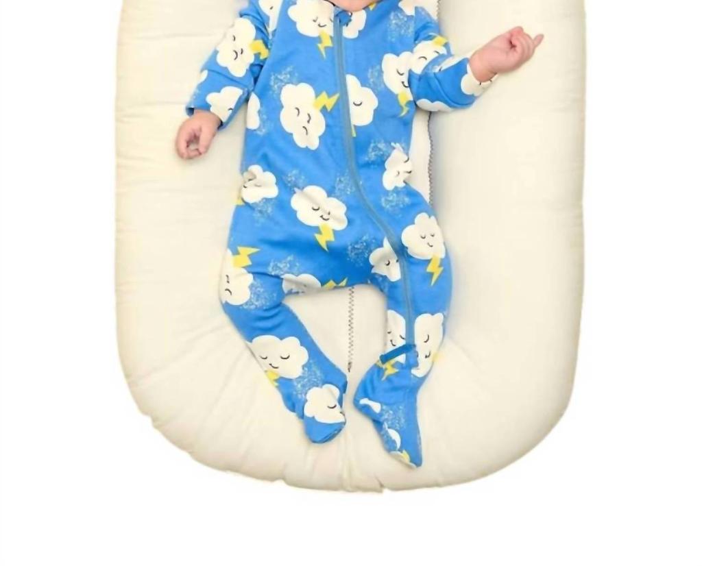 The Bonnie Mob Babys Chupa Zip Front Sleepsuit In Blue Multi