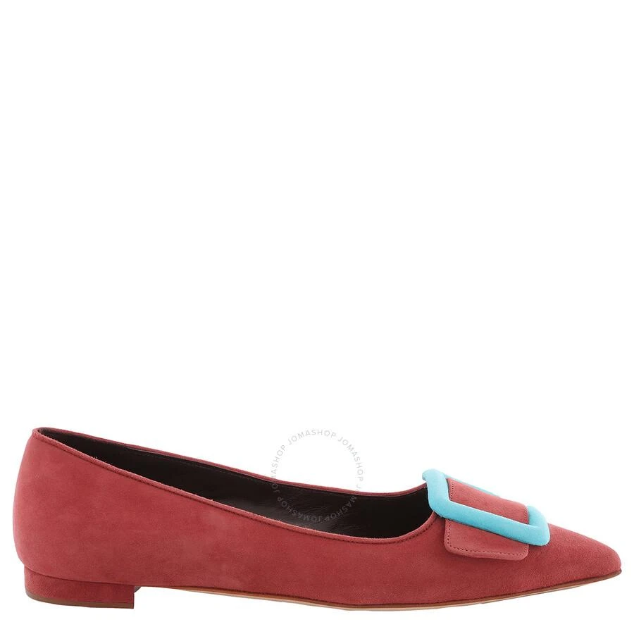 Manolo Blahnik Maysale Suede Point-Toe Flat Pumps 1