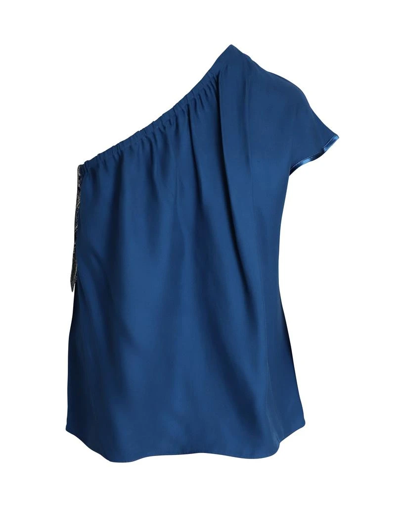 PETER PILOTTO One Shoulder Embroidered Top in Blue Viscose 3