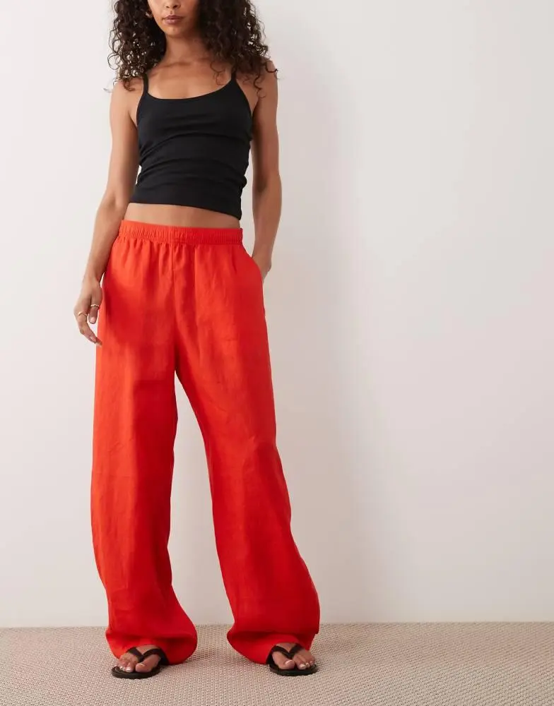 ARKET ARKET linen barrel leg linen trousers in red