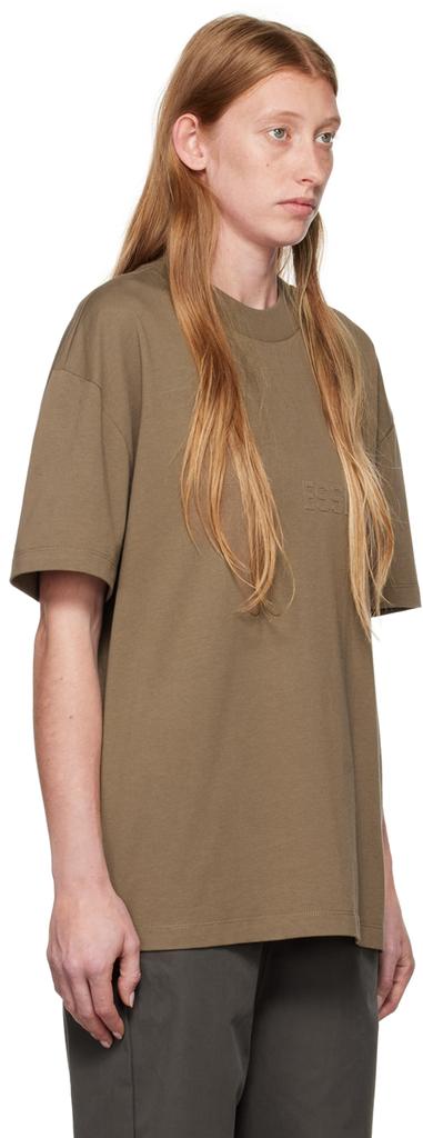 Essentials Brown Flocked T-Shirt