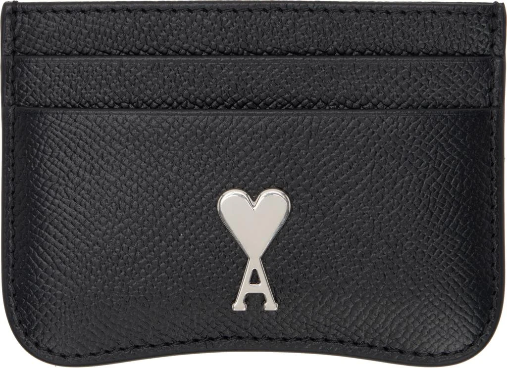 AMI Black Leather Paris Paris Card Holder 1