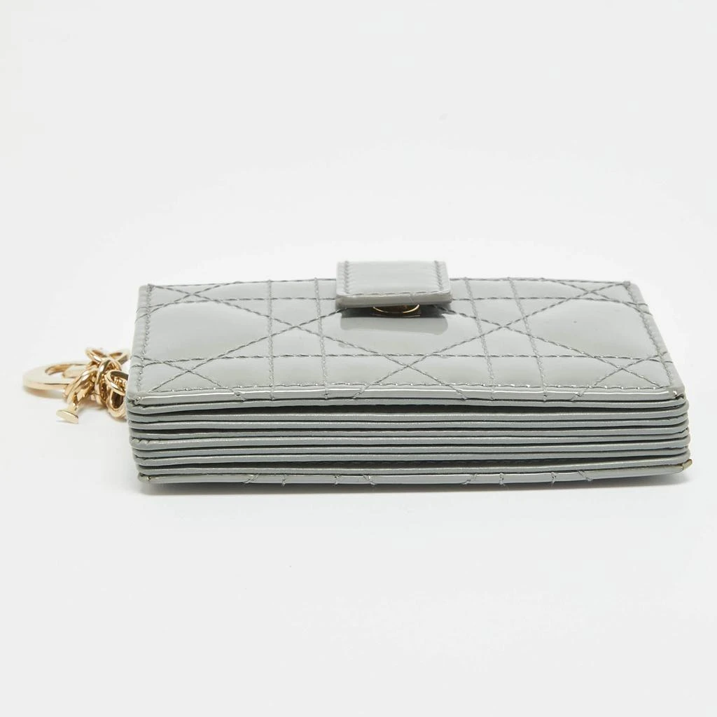 Dior Dior Grey Cannage Patent Leather Lady Dior 5 Gusset Card Holder 6
