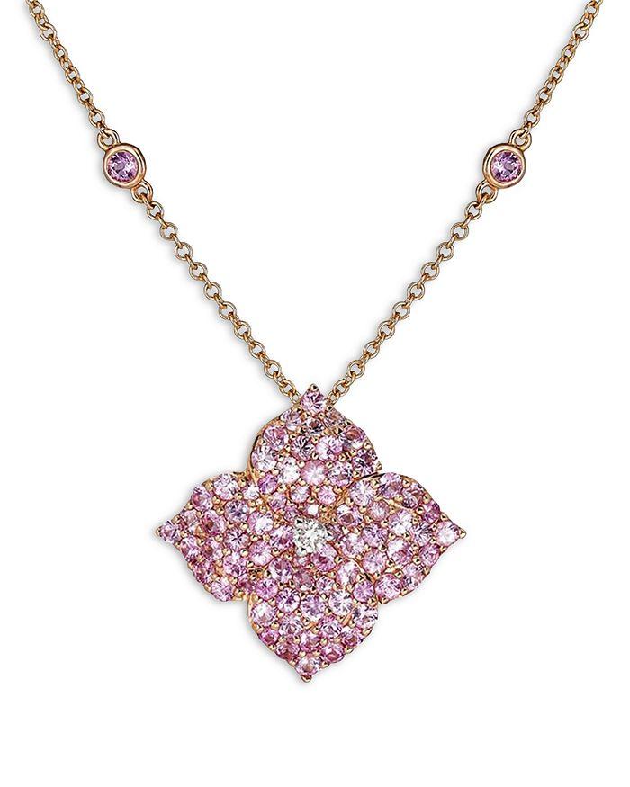 Piranesi 18K Rose Gold Large Fiore Necklace with Pink Sapphires and Diamonds