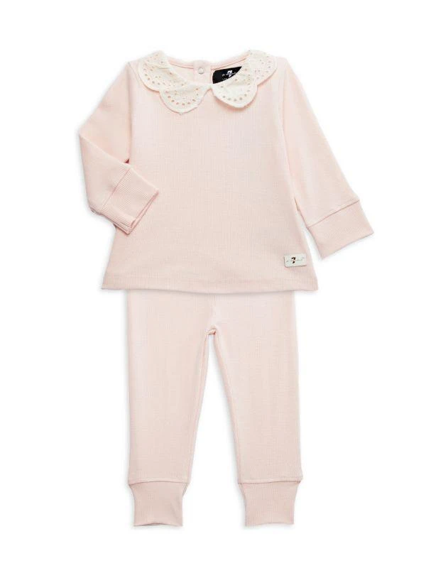 7 For All Mankind Baby Girl's 2-Piece Ribbed Top & Joggers Set 1